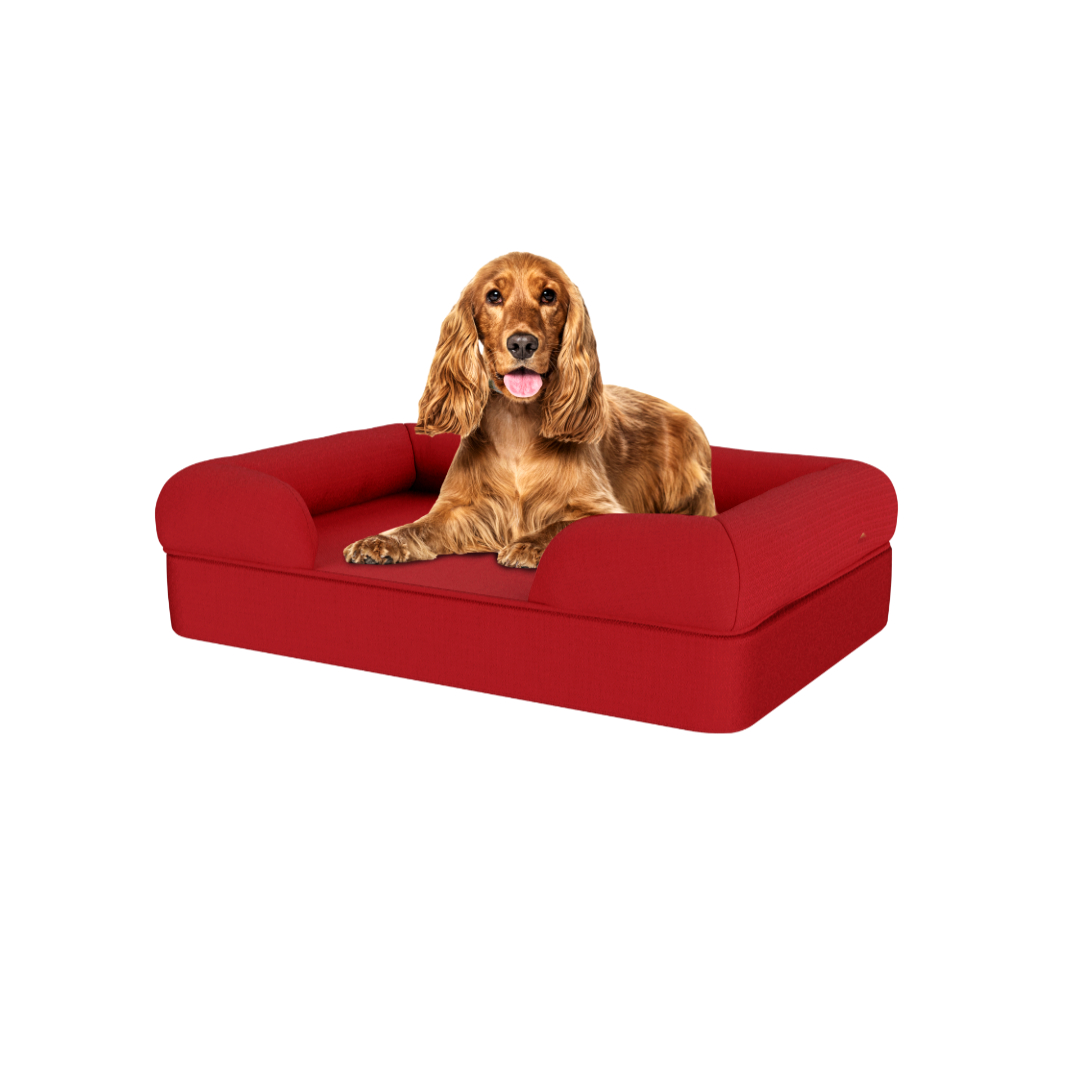 Medium Memory Foam Dog Bed - Omlet Bolster Dog Bed in Merlot Red