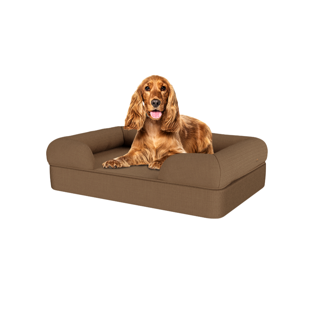 Medium Memory Foam Dog Bed - Omlet Bolster Dog Bed in Mocha Brown-69333 