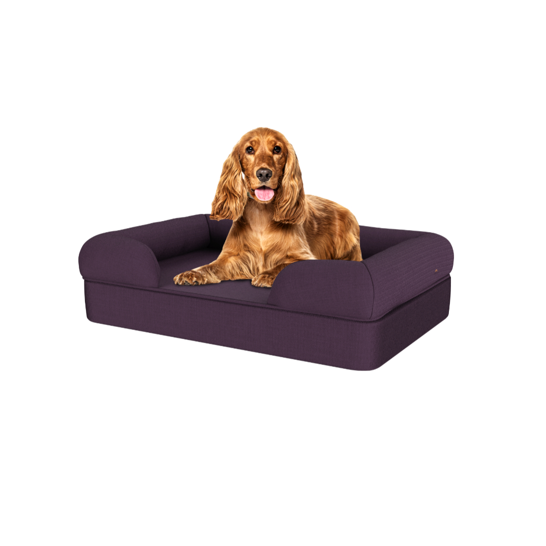 Medium Memory Foam Dog Bed - Omlet Bolster Dog Bed in Plum Purple