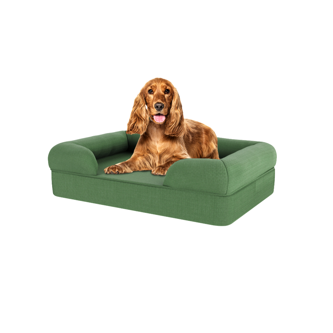 Medium Memory Foam Dog Bed - Omlet Bolster Dog Bed in Sage Green