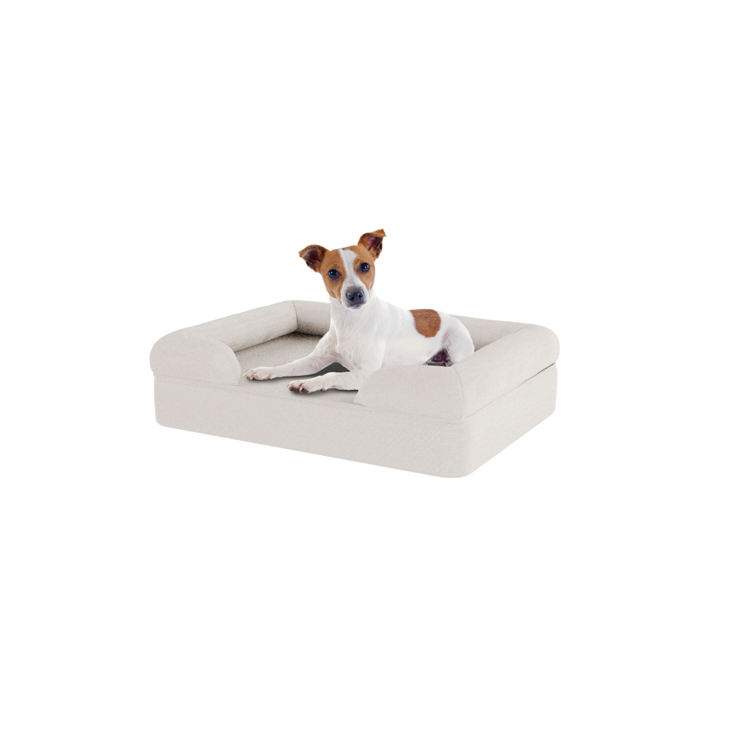 Small Memory Foam Dog Bed - Omlet Bolster Dog Bed in Meringue White