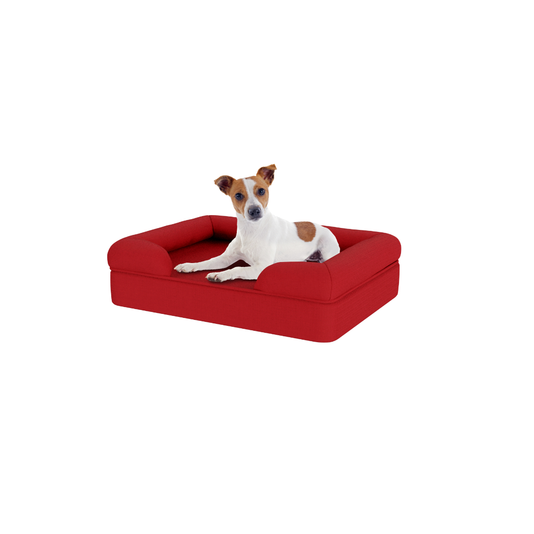 Small Memory Foam Dog Bed - Omlet Bolster Dog Bed in Merlot Red