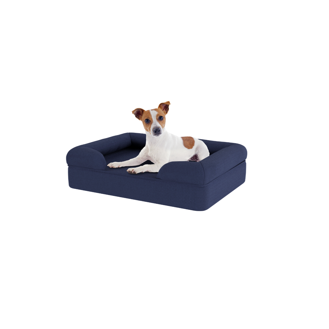 Small Memory Foam Dog Bed - Omlet Bolster Dog Bed in Midnight Blue