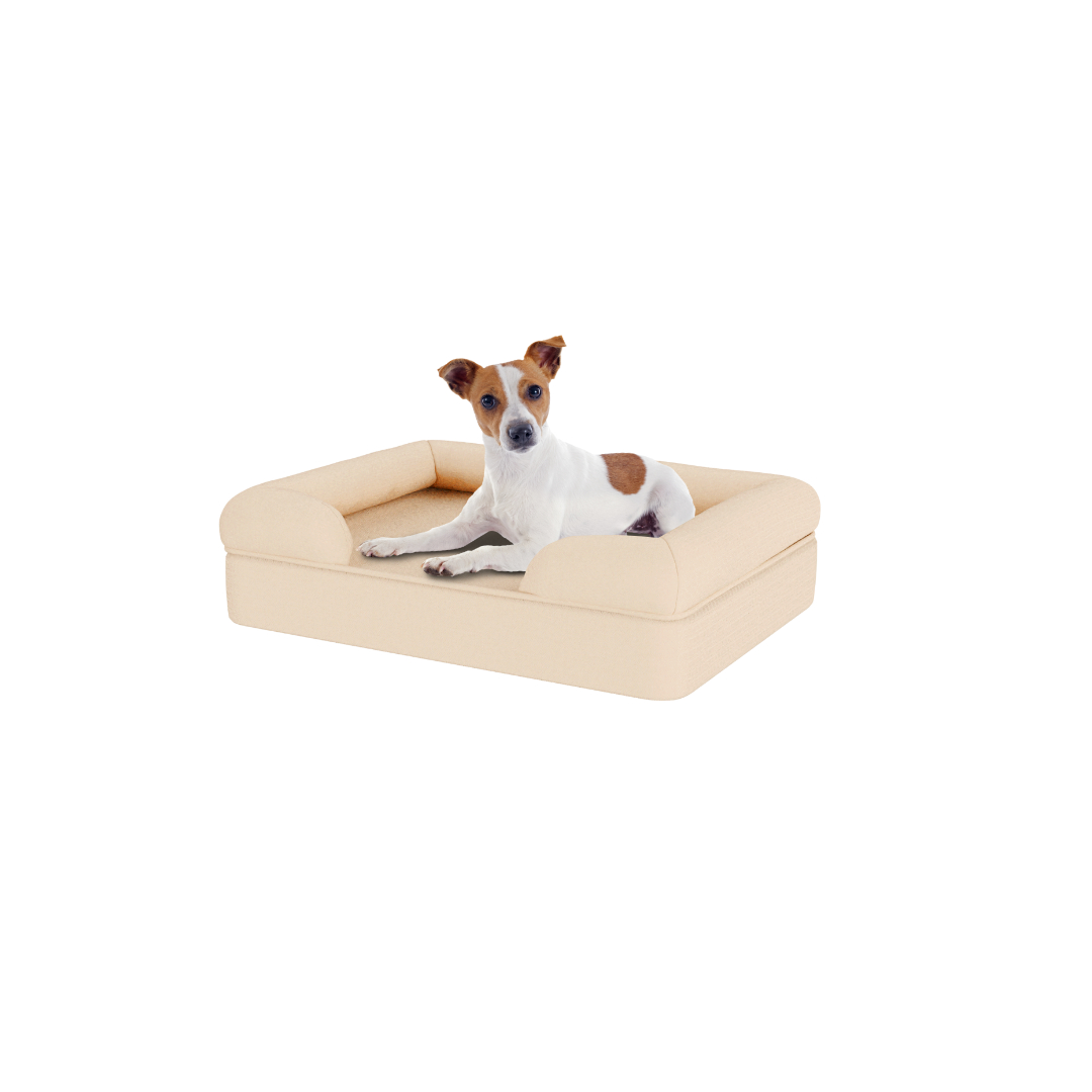Small Memory Foam Dog Bed - Omlet Bolster Dog Bed in Natural Beige