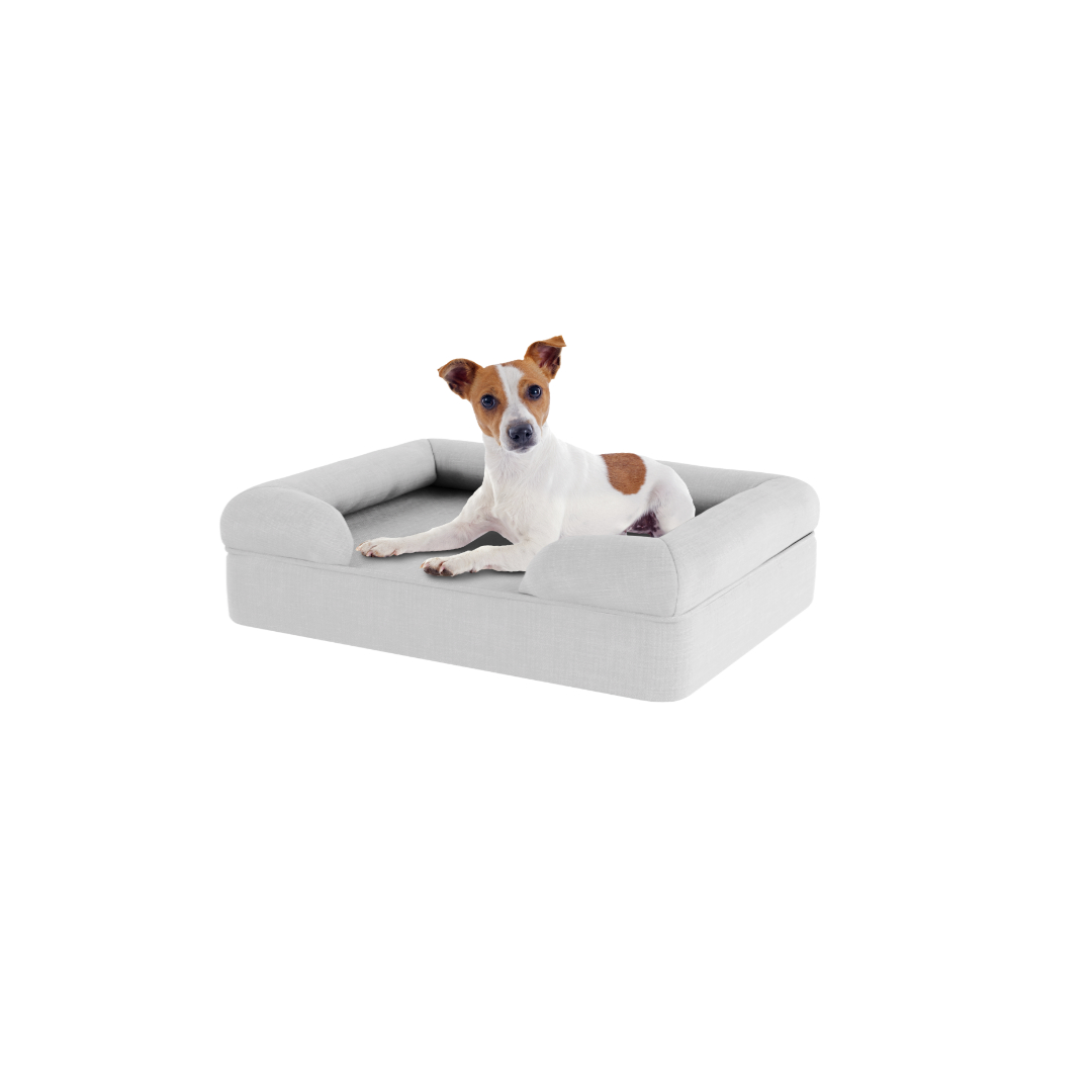 Small Memory Foam Dog Bed - Omlet Bolster Dog Bed in Stone Grey