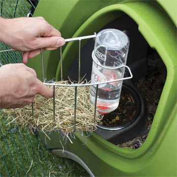 Rabbit Eglu feeder and drinker.