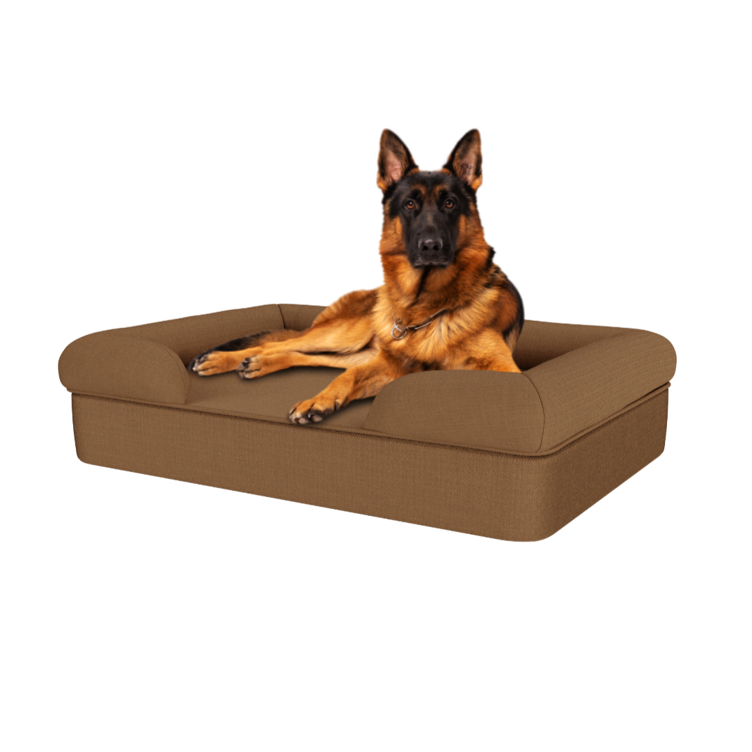 Large Memory Foam Dog Bed - Omlet Bolster Dog Bed in Mocha Brown