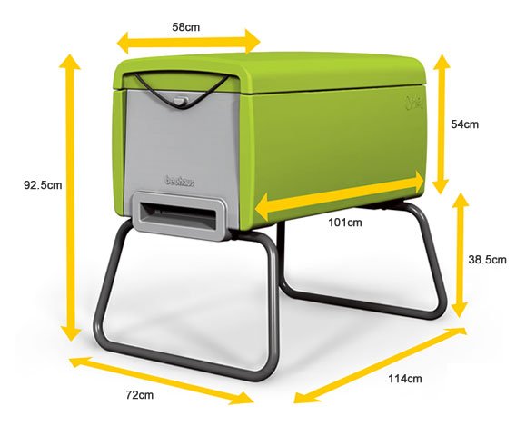 Diagram to show Beehaus dimensions.