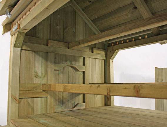 The perches inside a Lenham chicken coop.